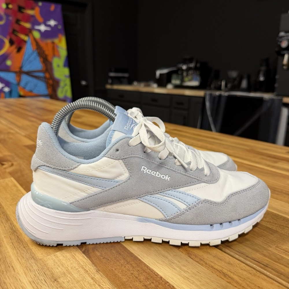 Reebok Classic Legacy Women's Size 8.5 White Baby Blue Gray Sneakers Shoes